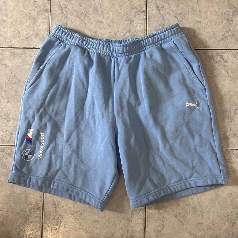 Puma Blue BMW Motorsport Sweat Shorts Sz Large - Picture 2 of 3